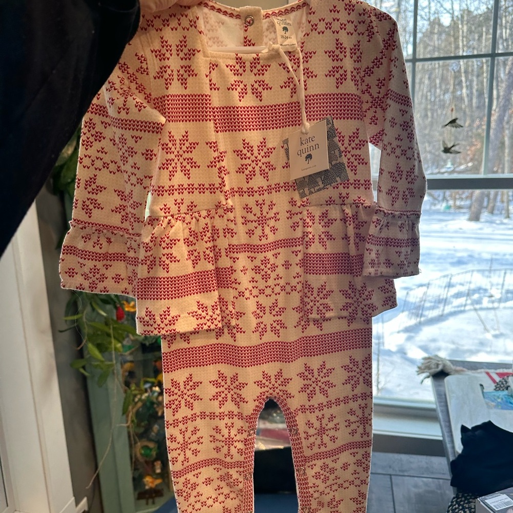 long bell sleeve ballerina jumpsuit | red nordic snowflake